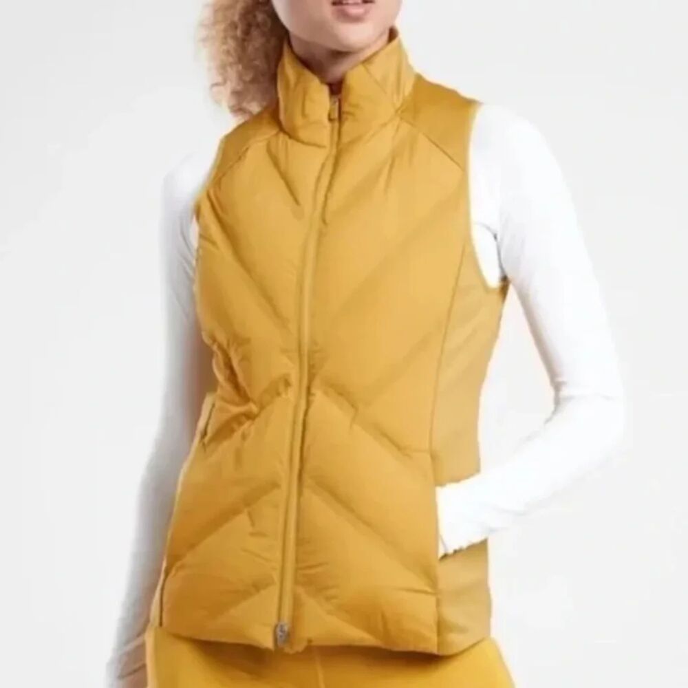 Athleta Mustard Yellow Inlet Vest Down Puffer Outdoors Size XS